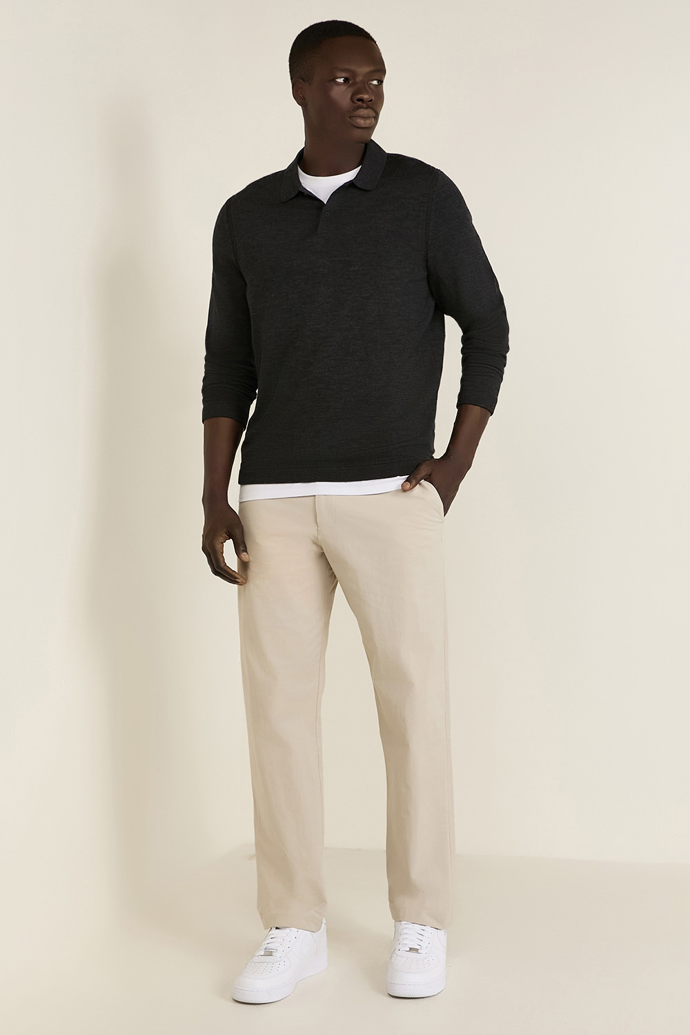 New Venture Long-Sleeve Knit Polo Shirt